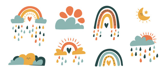 Fototapeta premium Boho Rainbow Clipart