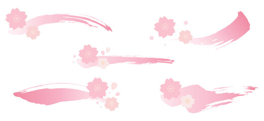 桜の装飾、筆書きのストロークのセット