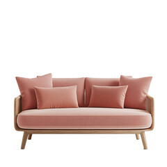 Obraz premium Pink Sofa Wooden Legs Cozy Living Room Furniture Modern Design