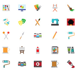 Vector icon set of arts with white background