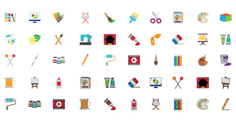 Vector icon set of arts with white background