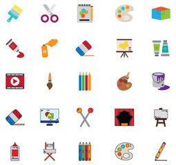 Vector icon set of arts with white background