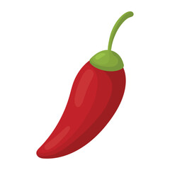 Vector Illustration of a Red Chili Pepper with Green Stem – Spicy Vegetable Icon for Cooking, Mexican Cuisine, and Food Design Themes