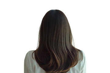 Naklejka premium Woman with long straight brown hair from the back, isolated on transparent background
