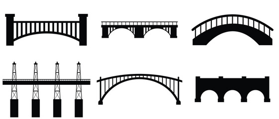 Bridge icons set. bridge line icon set vector. Gate bridge and River architecture symbol vector illustration. Bridge and Arch Icons and Symbols. 