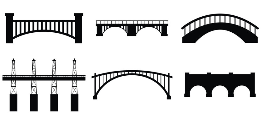 Bridge icons set. bridge line icon set vector. Gate bridge and River architecture symbol vector illustration. Bridge and Arch Icons and Symbols. 
