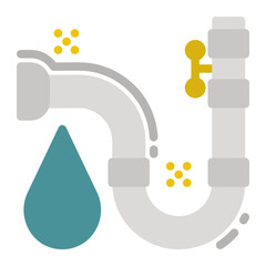 Plumbing Icon  in Flat Style. Color Fill