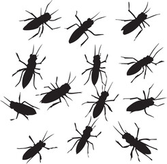 Set of insects silhouette vector
