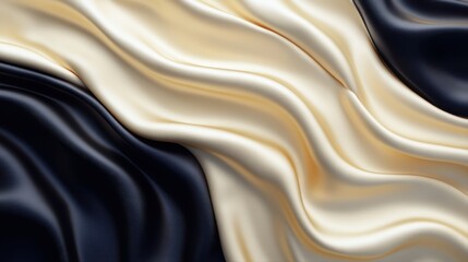 Obraz premium Black and white background with wavy pattern and elegant silk gradient design for creative projects