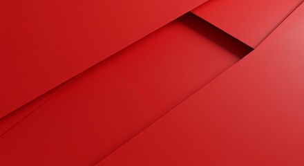 Vibrant red overlapping paper layers: modern abstract geometric design background