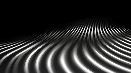 Obraz premium Abstract Curved Metallic Striped Surface with Dramatic Light and Shadow Play Design Element.