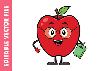 funny cartoon teacher apple with thumb up, teacher apple vector design