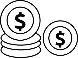 Dollar sign inside a circle icon representing currency, financial stability, economic value, money management, and wealth accumulation