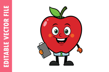 funny cartoon teacher apple, colorful teacher apple vector design
