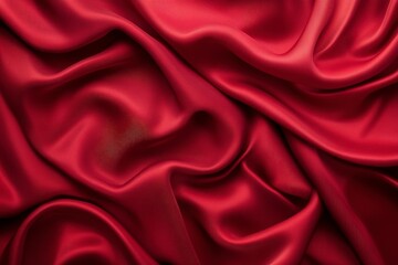 Obraz premium Luxurious Deep Red Satin Fabric with Smooth Flowing Texture