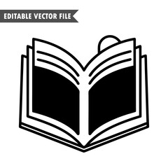 open book with heart shape, book line art vector design