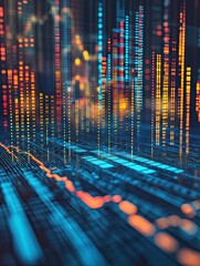 Digital realms, abstract representation of data streams and financial markets