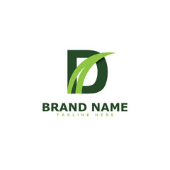 Letter D Logo Gradient Colorful Vector Design Illustration with Leaf Modern Logo Design Template