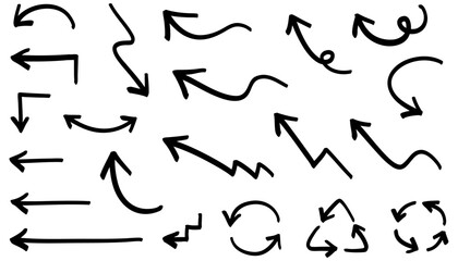 手書きの色々な矢印セット　黒