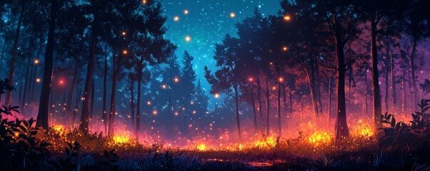 Enchanted neon fantasy forest surreal landscape high fidelity imagery colors dreamlike