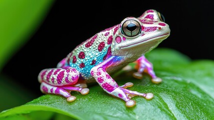 Obraz premium Vibrant Rainforest Frog on Leaf