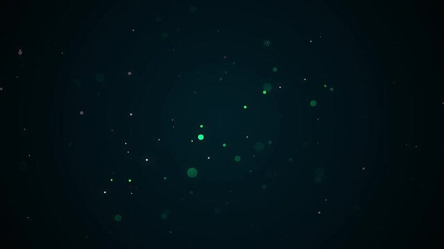 Shiny glowing teal particles and dust overlay with flowing golden bokeh effect &ndash; cinematic abstract background
