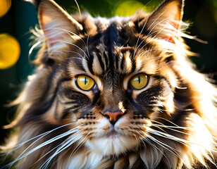 Eagle View Close-Up of a Majestic Maine Coon Cat
