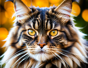 Eagle View Close-Up of a Majestic Maine Coon Cat