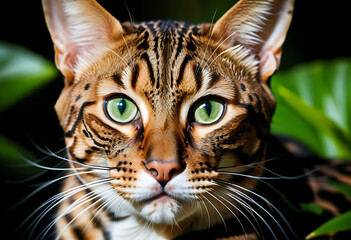 Top-Down View of a Bengal Cat with Exotic Coat Patterns