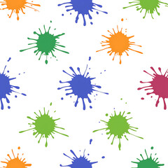 Colorful Paint Splatter Pattern on White Backdrop Artistic Design Bright and Vibrant Decoration.