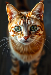 Eagle View Close-Up of a Cat with Detailed Fur and Expressive Eye