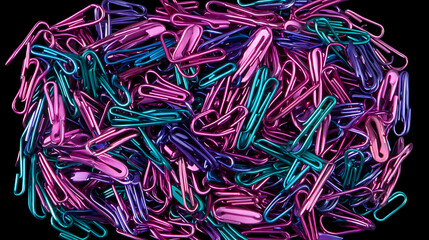 Colorful Paperclips Heap in Vivid Hues a Vibrant Office Supply Collection for Organizing Documents.
