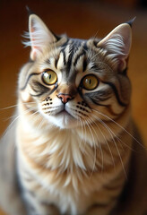 Eagle View Close-Up of a Cat with Detailed Fur and Expressive Eye