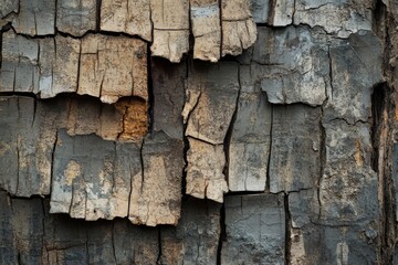 Obraz premium Close-up View of Textured Bark with Cracked and Weathered Layers