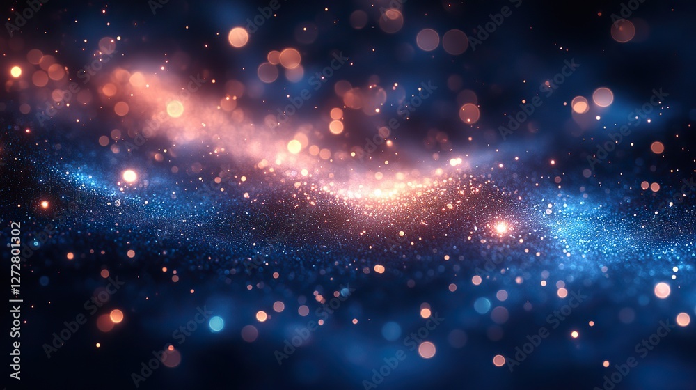 Poster abstract view of beautiful blue bokeh light effect design with sparkling circles,soft blur backgroun