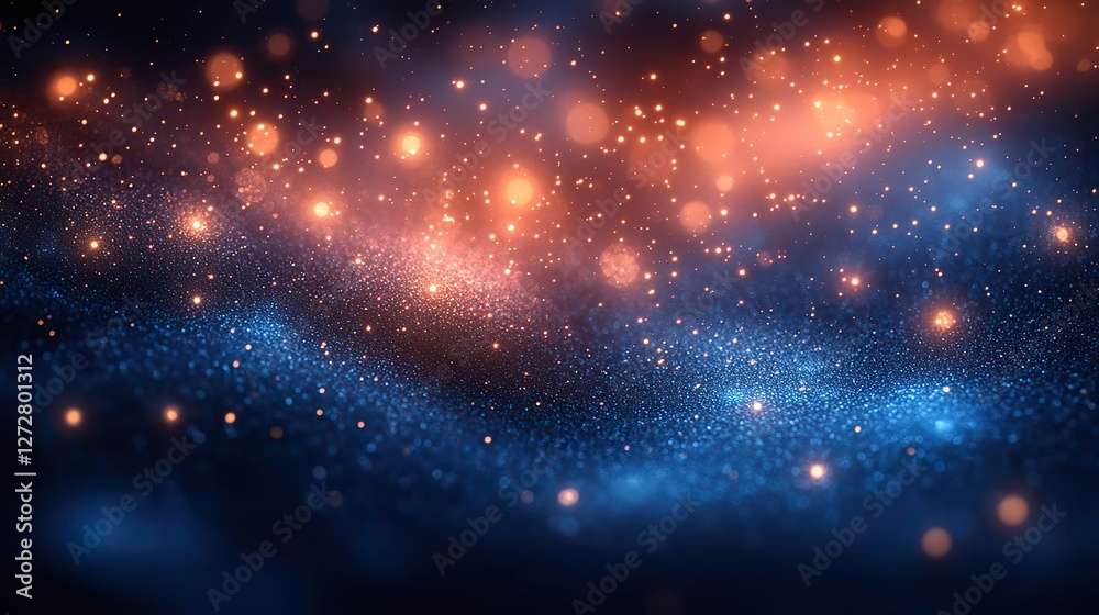 Poster abstract view of beautiful blue bokeh light effect design with sparkling circles,soft blur backgroun