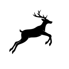 Jumping Deer Black Silhouette Vector  Logo Collection. Isolated One White Background.