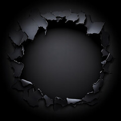 Dark Void Unleashed Abstract Composition of a Hole Torn Through Black Surface Revealing Deeper Darkness.