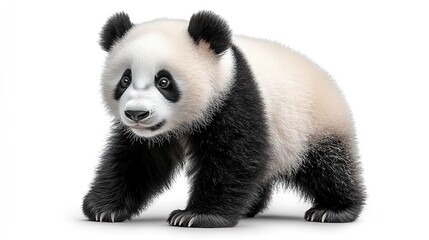 Fototapeta premium adorable high resolution panda isolated on transparent background for wildlife themed designs,cute animal illustrations featuring iconic black,white bear for creative projects