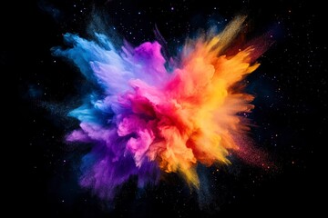 Vibrant Explosion of Colorful Pigment Against a Dark Background