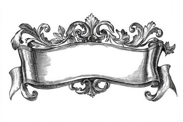Vintage Ornate Frame with Decorative Flourishes and Blank Space