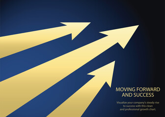 golden business arrow moving forward and rising up to achieve goals show progress and profit