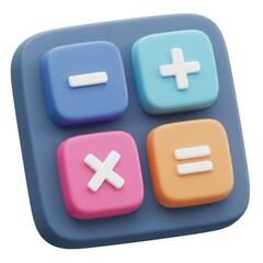 Obraz premium Colorful Calculator Buttons 3d Rendering for Math and Finance Concepts
