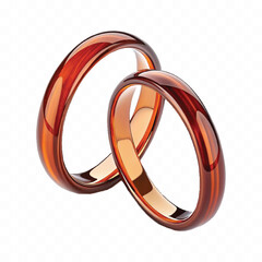 realistic 3d Couple of wedding rings in different gold colour style isolated on white background