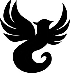 Phoenix Bird Black Silhouette Isolated Vector 