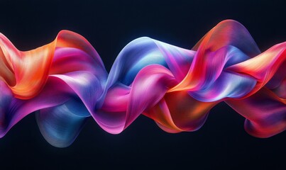 Obraz premium Abstract digital art of interwoven ribbons creating a sense of motion and energy, Generative AI