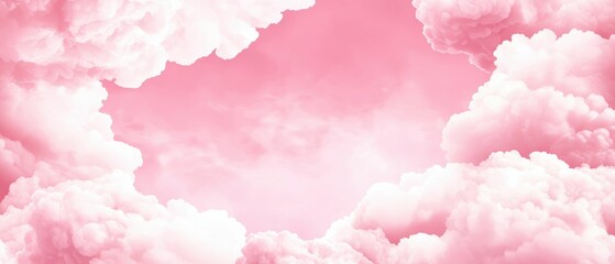 Fototapeta premium Surreal dreamy cloudscape with pink and purple hues, ethereal floating sky, fantasy-inspired abstract atmosphere