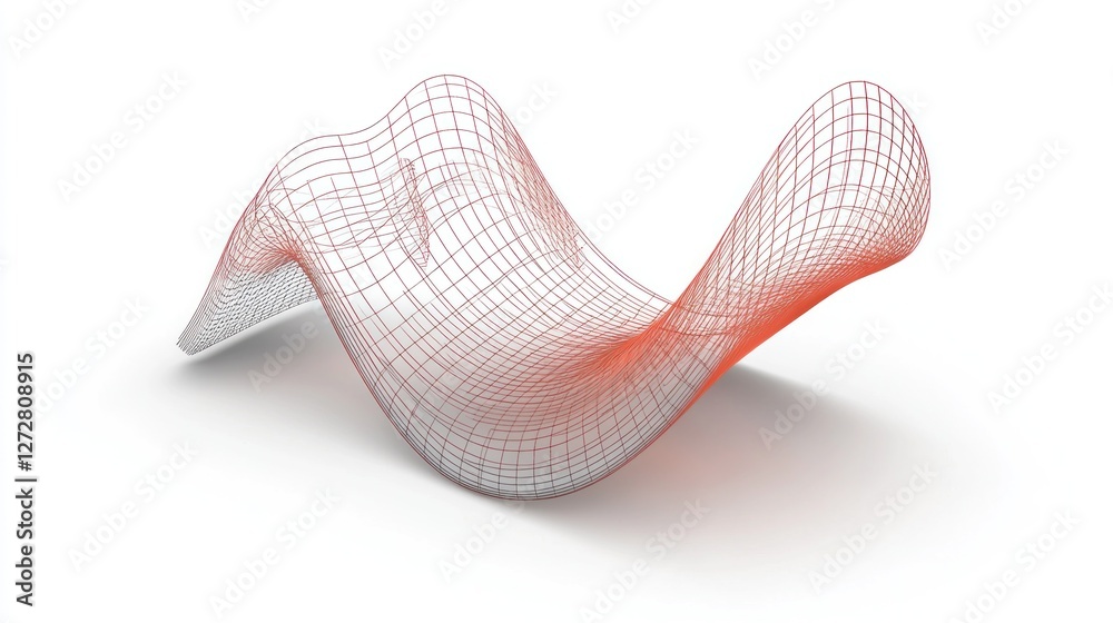 Fototapete A 3D wireframe mesh representing a smooth surface or wave-like structure.