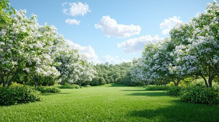 Fototapeta premium Spring blossoms, green meadow, sunny day, park, nature wallpaper