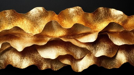 Obraz premium Abstract gold leaf texture, wavy pattern. Perfect for luxury, elegant designs; adds a touch of opulence.